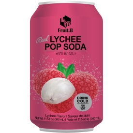 Gāzēts dzēriens ar līčiju gabaliņiem, ar saldinātājiem, 340ml; Fruit.B
