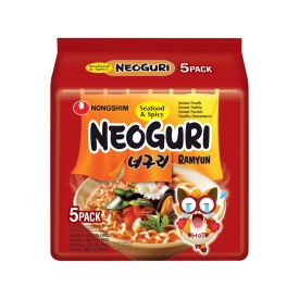 Ātri pagatavojama nūdeļu zupa ar jūras velšu garšu Neoguri Ramyun, asa, ģimenes paka, 120g x 5